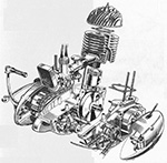 Sprengzeichnung Motor und Getriebe der DKW RT 200/2